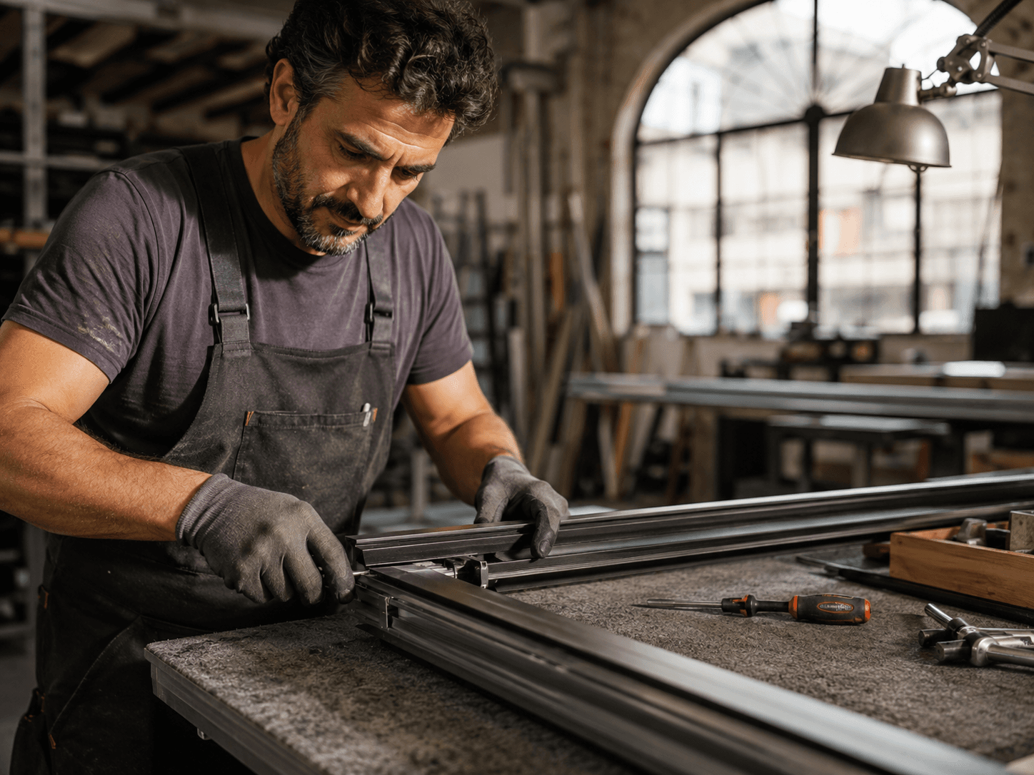 Lavorazione profili alluminio in officina